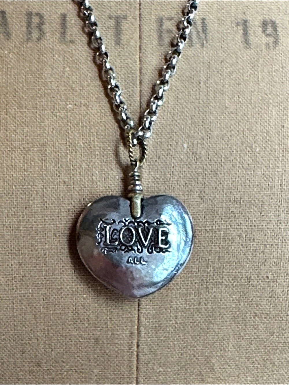 Waxing Poetic "Love Always" & "Risk Always" Reversible Heart Necklace w/Chain